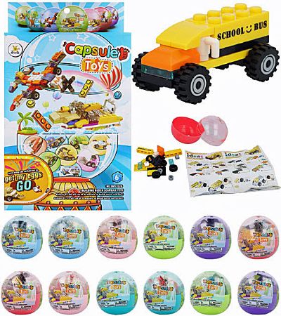 12x Vehicle Blocks Kit In Capsule In Display | T65456