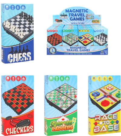 24x Magnetic Travel Games, 4 Assorted Designs