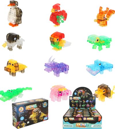 12x Crystal Animal Blocks Kit In Counter Display