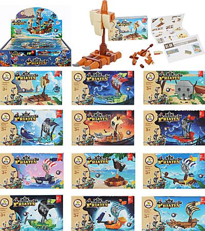 12x Pirate Building Block Kits In Display | T79161