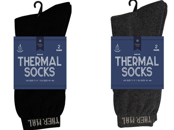 Farley Mill Mens 2 Pair Thermal Socks, Assorted Colours Picked At Random | TEX2469OB