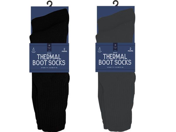 Farley Mill Mens 2 Pair Thermal Boot Sock, Assorted Colours Picked At Random | TEX2470OB