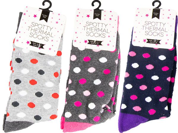Farley Mill Spotty Thermal Socks, Assorted Picked At Random | TEX4383