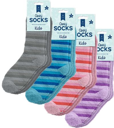 12x Farley Mill 2 Pack Kids Cosy Socks, Assorted Sizes & Designs | TEX7036