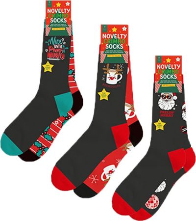 Farley Mill 2 Pair Pack Of Christmas Mens Novelty Festive Socks...Assorted Desig