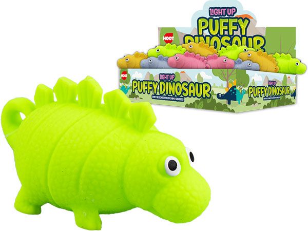 Hoot Toys -12x Light Up Puffy Dinosaurs In Display Unit