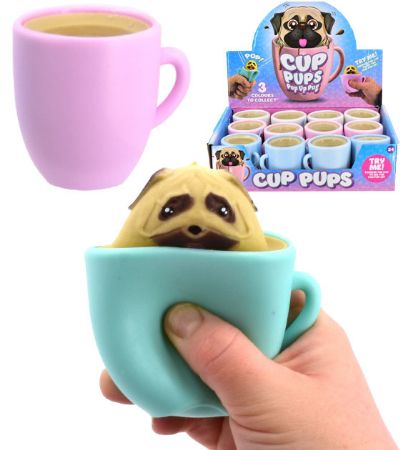 12x Squeezy Cup Pups - Pop Up Pug | TY0210