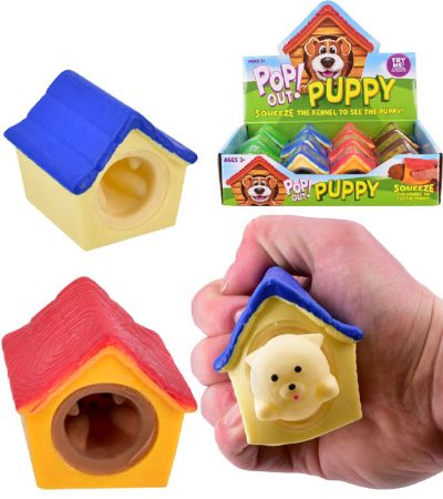 12x Squeezy Pop Out Puppy In A Kennel | TY0376