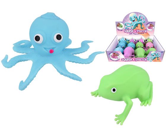 12x Squishy & Stretch Fish, Frog & Octopus | TY0470