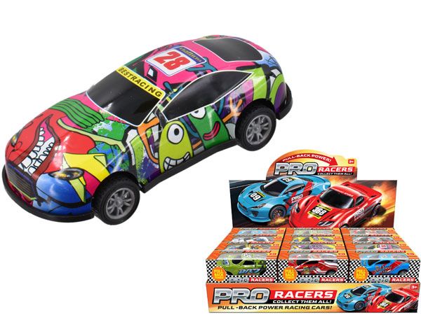 24x Pro Racer Pull Back Power Racing Cars In Counter Display