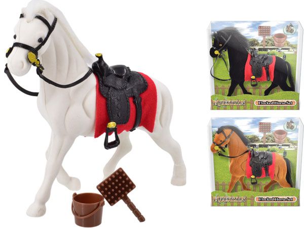 Equestrian Flocked Horse Play Set | Wholesale Toys