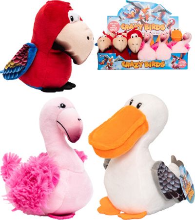 Display Of 12x Plush Crazy Birds