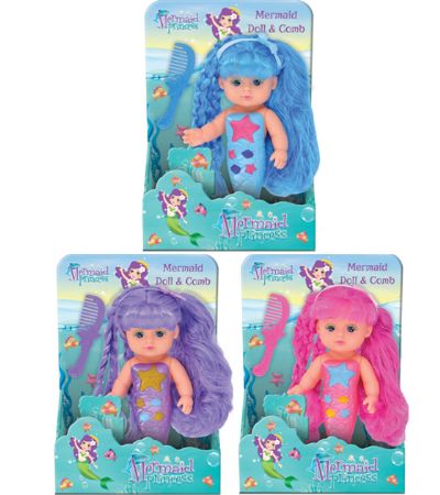 Mermaid Princess Mermaid Doll & Comb Set...Assorted Designs