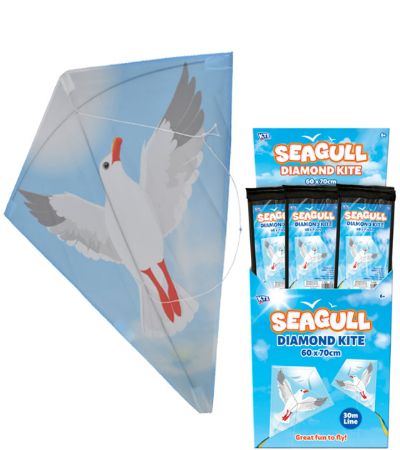 Single Line Diamond Seagul Kite - 60x70cm
