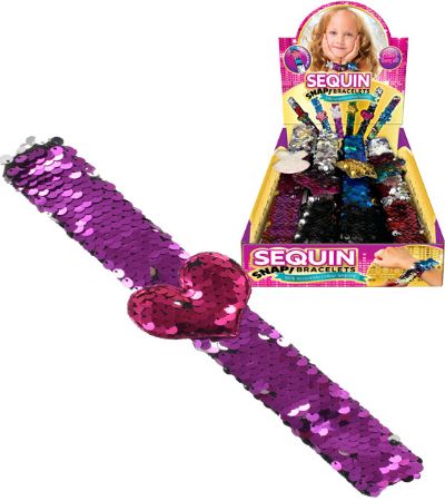 18x Sequin Snap Bracelets In Counter Display