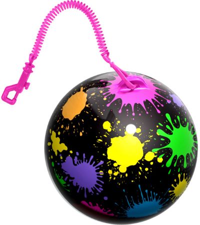 Neon Coloured Splat Ball With Spiral Keychain