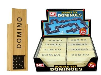 MY Double Six  Wooden Dominoes In Storage Box