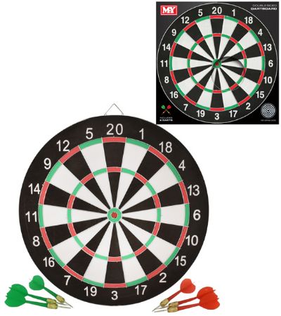 MY Games - Double Sided Dartboard With 6 Darts  - This In Not A Toy