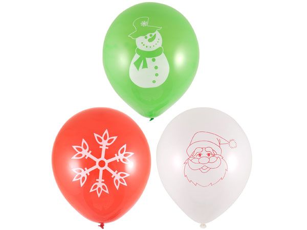 12x Christmas Balloons In Assorted Designs