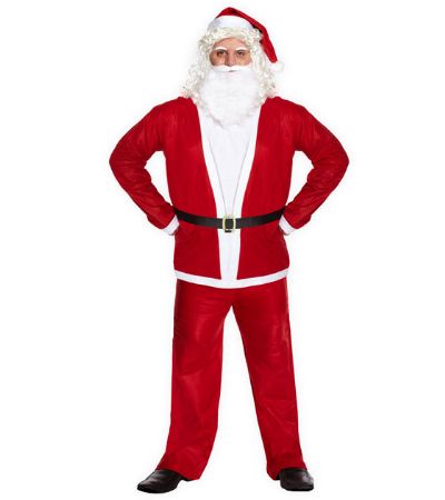 Adults 5pce Santa Suit Fancy Dress Costume (One Size)
