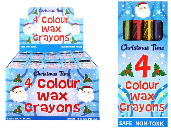 120x Mini Christmas Wax Crayons 4 Pack