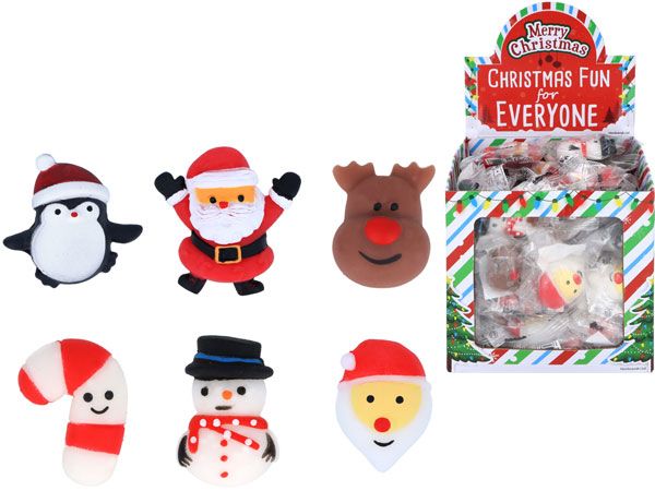 96x Mini Christmas Squishies In Assorted Festive Designs