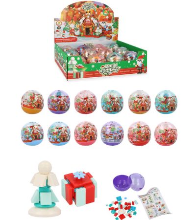 12x Christmas Building Block Kit In Capsule