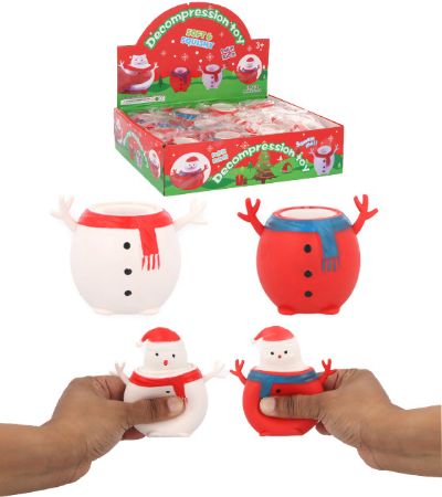 12x Festive Pop Up Santa Squeeze Toy In Display Unit