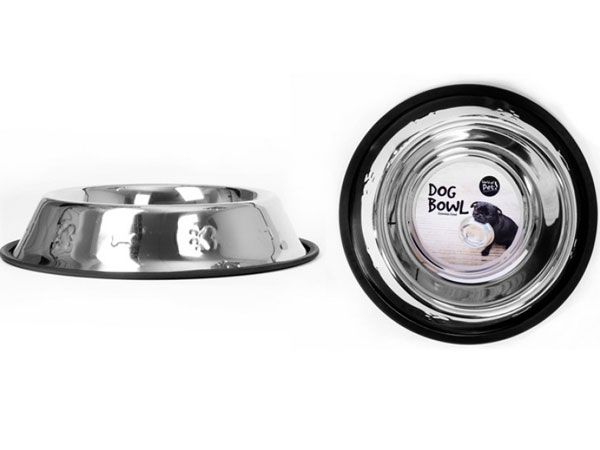 World Of Pets Stainless Steel Embossed Dog Bowl With Anti Skid Base, 29cm