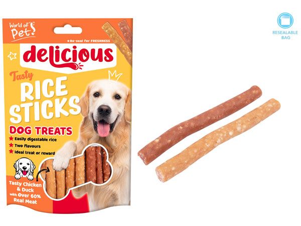 World Of Pets - Delicious Chicken And Duck Rice Stick Dog Treats