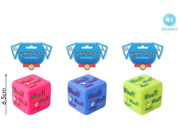 World Of Pets- Vinyl Woof Cube Squeaky Dog Toy, Assorted Picked At Random
