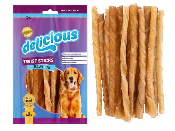 World Of Pets - Delicious 15pce Rawhide Twists
