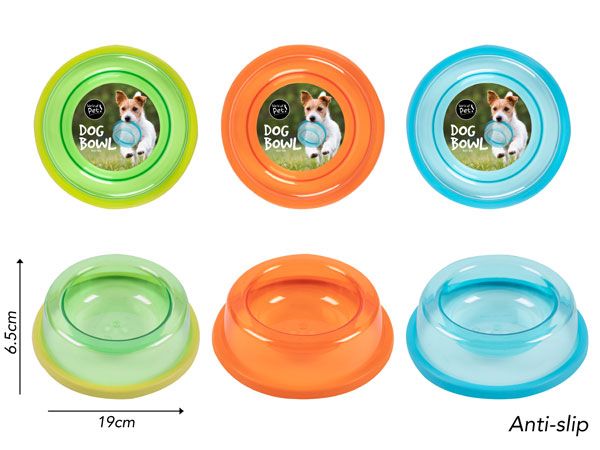 World Of Pets - Anti Skid Plastic Dog Bowl, Assorted Picked At Random