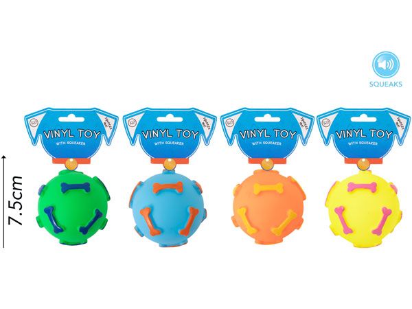World Of Pets - Squeaky Vinyl Ball Dog Toy, Assorted Picked At Random