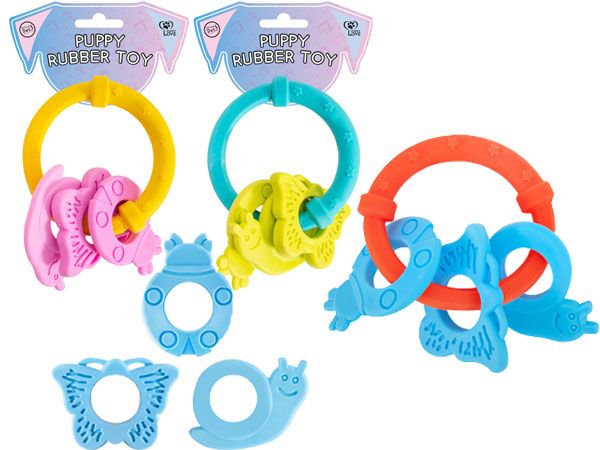 World Of Pets - Small Dog/Puppy Rubber Animal Ring, Assorted Designs | WP1441