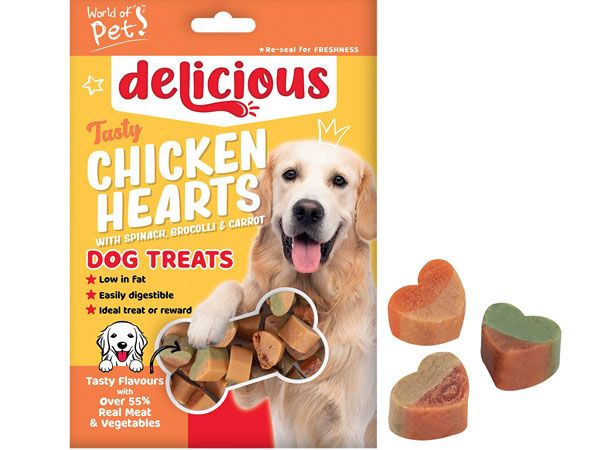 World Of Pets - Delicious Chicken Hearts With Vegetables Dog Treats