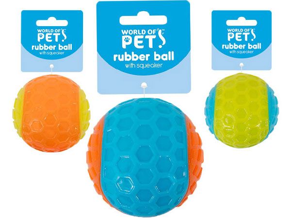 World Of Pets - Squeaky Small Dog/Puppy Rubber Dog Ball, Assorted Picked At Rand