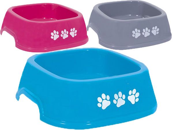 Wholesale Plastic Square Pet Bowl With Paw Print