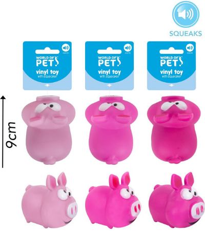 World Of Pets - Squeaky Vinyl Pig Dog Toy... Assorted Picked At Random | WP1560