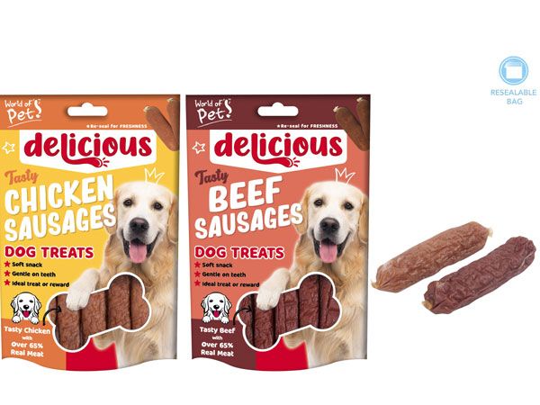 World Of Pets - Delicious Sausages Dog Treats..Assorted Picked At Random | WP273