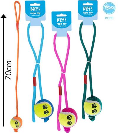 World Of Pets - Rope Dog Toy With Ball... Assorted Picked At Random | WP812