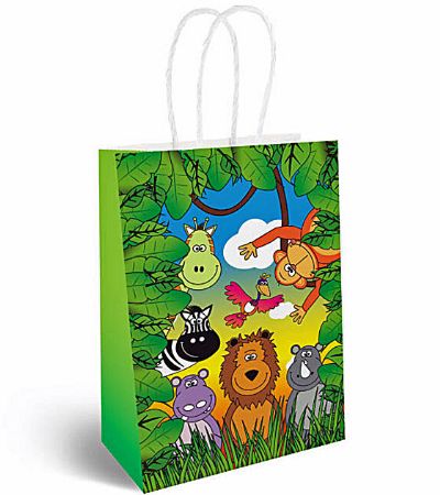 12x Jungle Paper Party Bags With Twist Handles | X30751