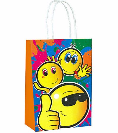 12x Smiley Face Paper Party Bags With Twist Handles | X30758
