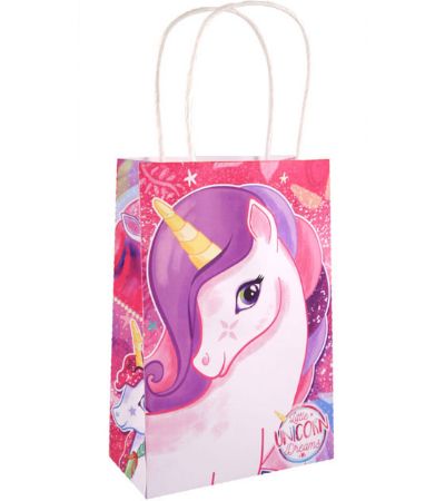 24x Unicorn Design Paper Party Bags, With Twist Handles | X88512
