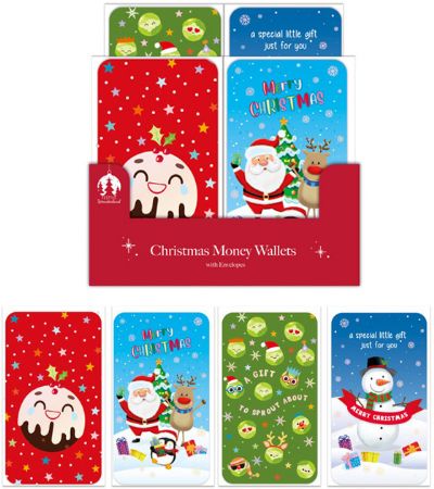 Display Of 40x Festive Wonderland Money Wallet Envelope - Cute Designs