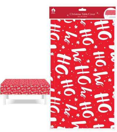 Plastic Christmas Table Cloth, 180 x 120cm - Ho Ho Ho Design