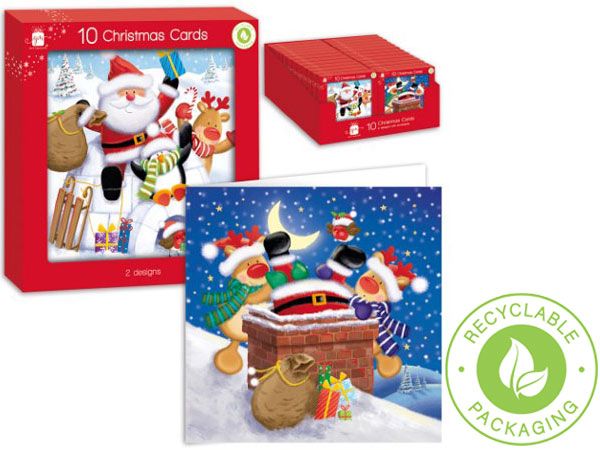 Giftmaker 10pk Square Santa And Friends Christmas Cards