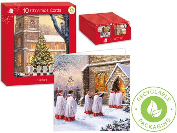 Giftmaker 10pk Square Choir Scene Christmas Cards