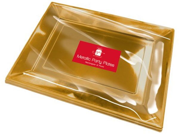 Giftmaker 2 Pack Rectangular Metallic Party Plates/Platter | XAMGP312