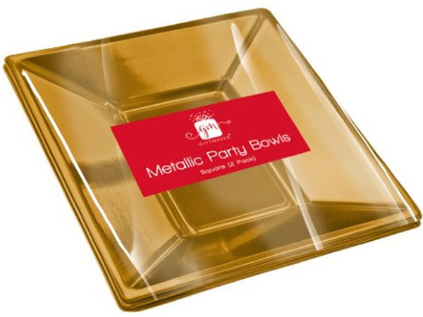 Giftmaker 2 Pack Square Metallic Party Bowls | XAMGP612